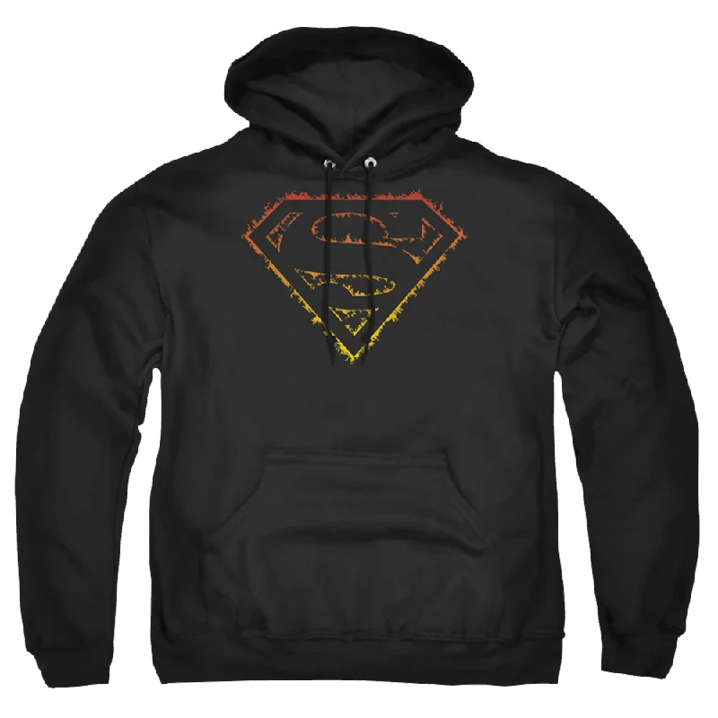 Superman Flame Outlined Logo - Pullover Hoodie Cowl Neck Pullover