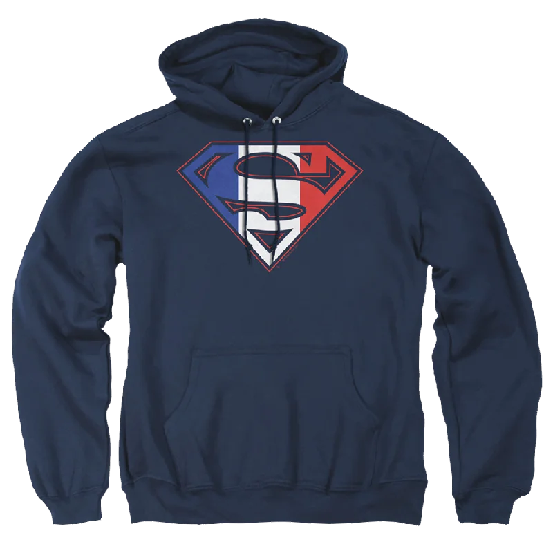Superman French Shield - Pullover Hoodie Ruffle Sleeve Feminine