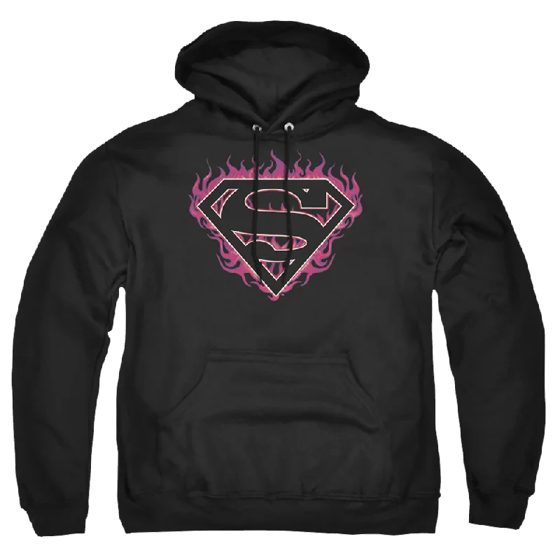 Superman Fuchsia Flames - Pullover Hoodie V-Neck Stylish Pullover