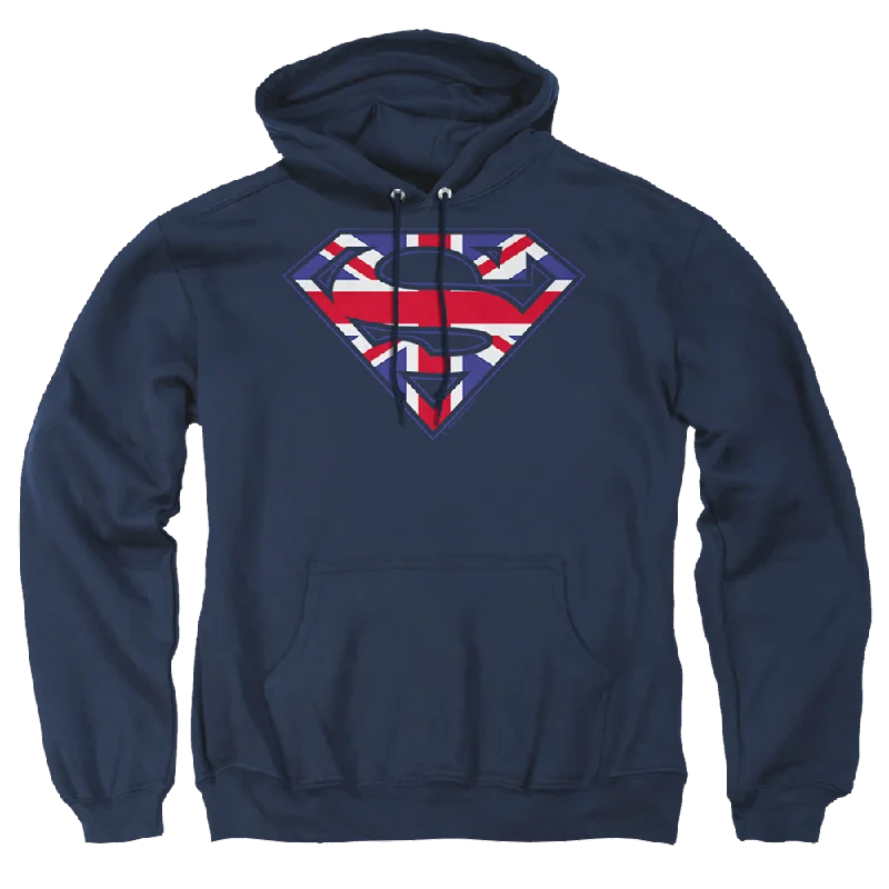 Superman Great Britian Shield - Pullover Hoodie Boat Neck Sweater