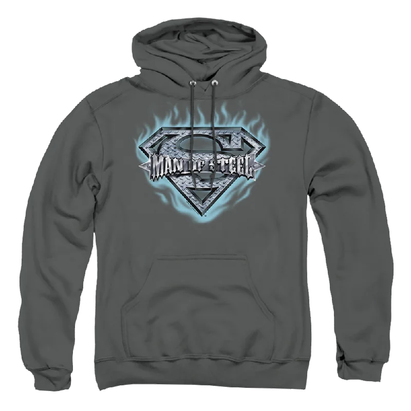Superman Man Of Steel Shield - Pullover Hoodie Sabrina Neck Pullover