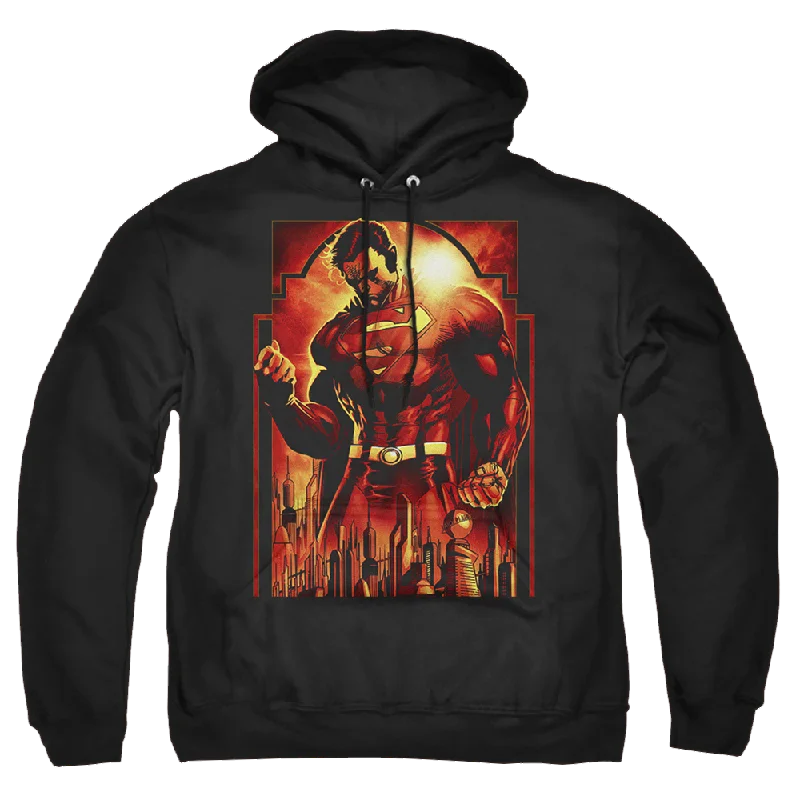 Superman Metropolis Deco - Pullover Hoodie Flutter Sleeve Feminine