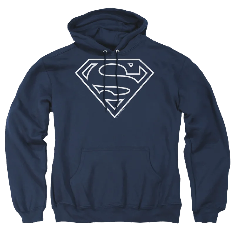 Superman Navy & White Shield - Pullover Hoodie Angora Wool Cozy