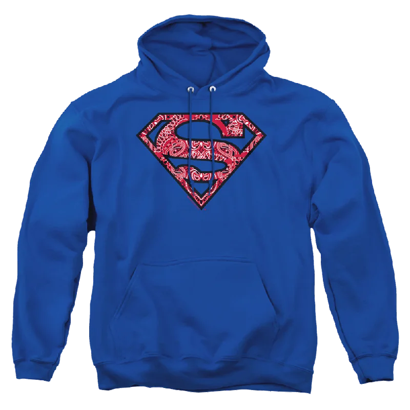 Superman Paisley Shield - Pullover Hoodie Lantern Sleeve Elegant