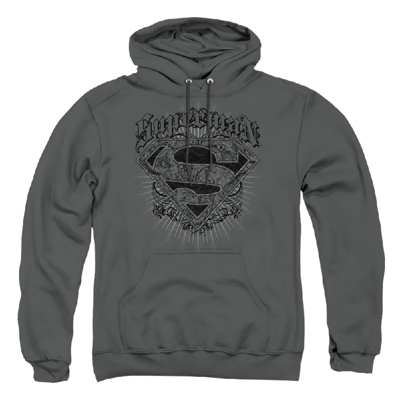 Superman Scrolling Shield - Pullover Hoodie Sarouel Sleeve Pullover