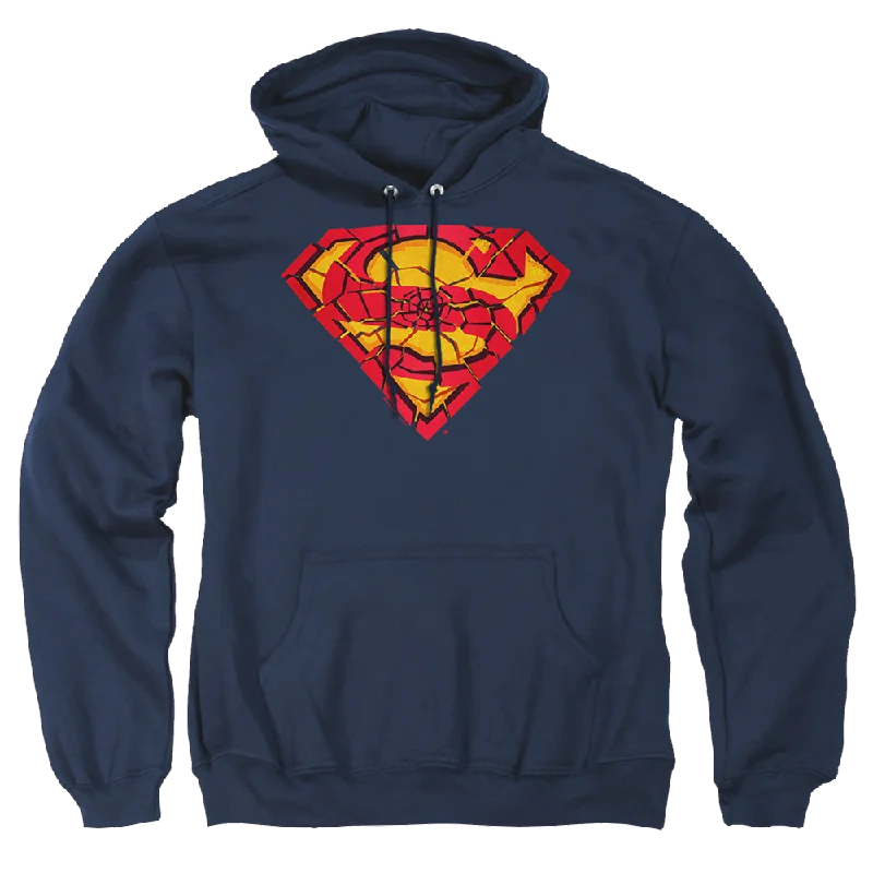 Superman Shattered Shield - Pullover Hoodie Bateau Neck Pullover