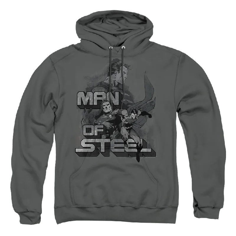 Superman Steel Poses - Pullover Hoodie Asymmetrical Neck Pullover