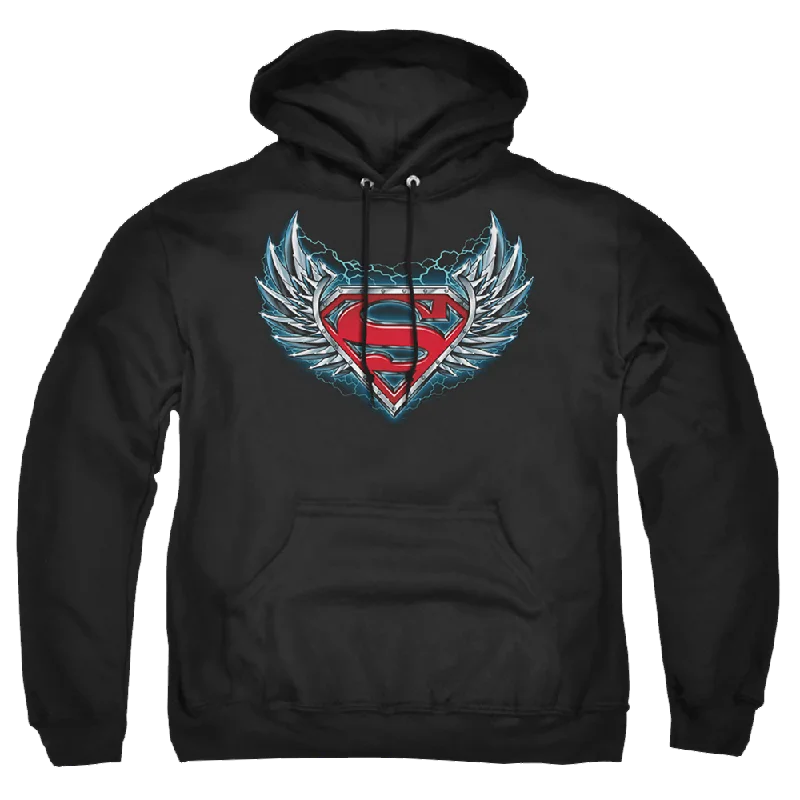 Superman Steel Wings Logo - Pullover Hoodie Long Bell Sleeve