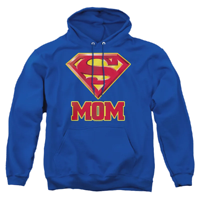 Superman Super Mom - Pullover Hoodie Gathered Sleeve Pullover