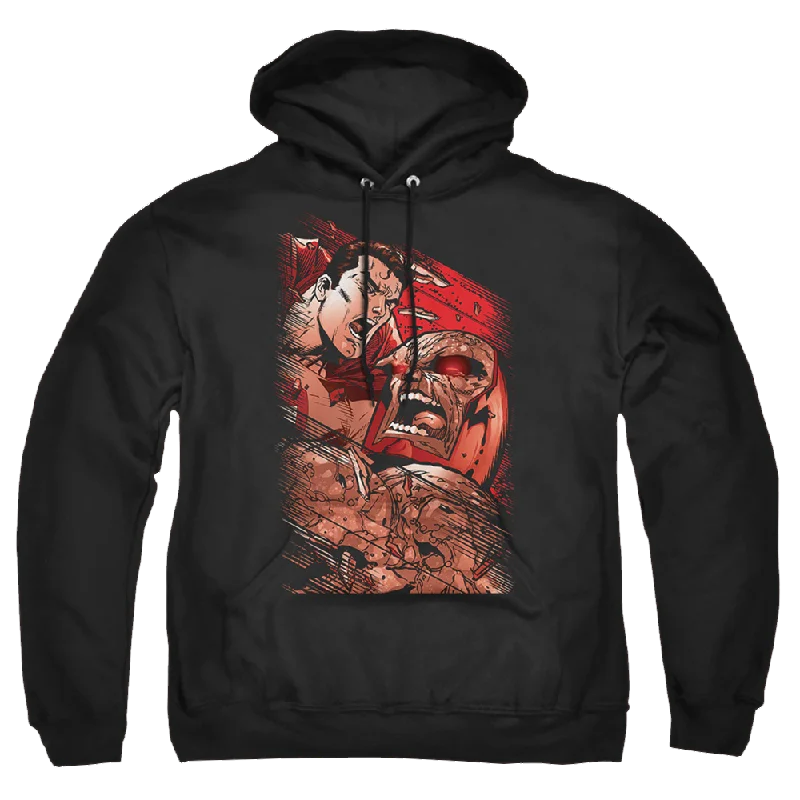 Superman Supes Vs Darkseid - Pullover Hoodie Shirred Sleeve Feminine