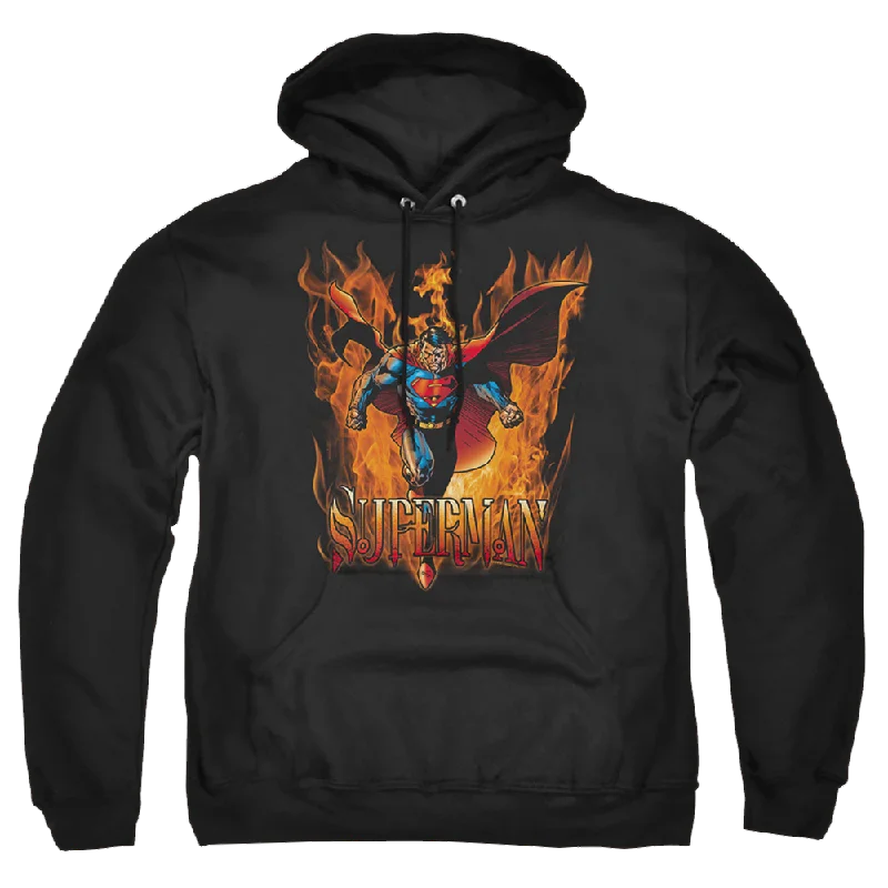 Superman Through The Fire - Pullover Hoodie Wide Sleeve Pullover