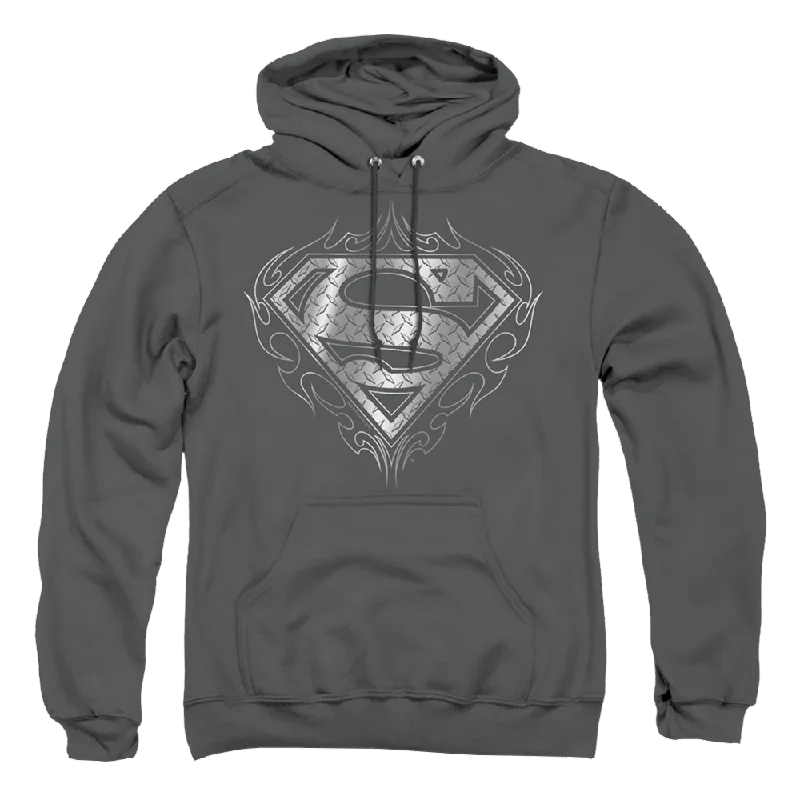 Superman Tribal Steel Logo - Pullover Hoodie Boyleg Sleeve Pullover