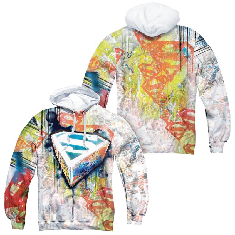Superman Urban Shields - All-Over Print Pullover Hoodie Flare Sleeve Stylish