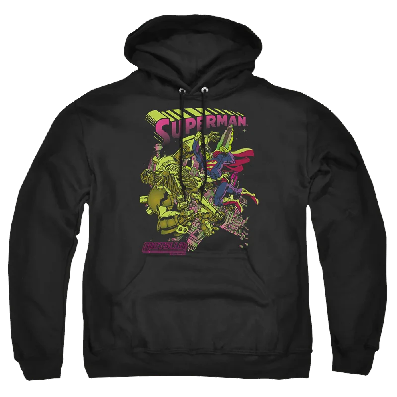 Superman Versus Metallo Blacklight - Pullover Hoodie Polo Neck Sweater