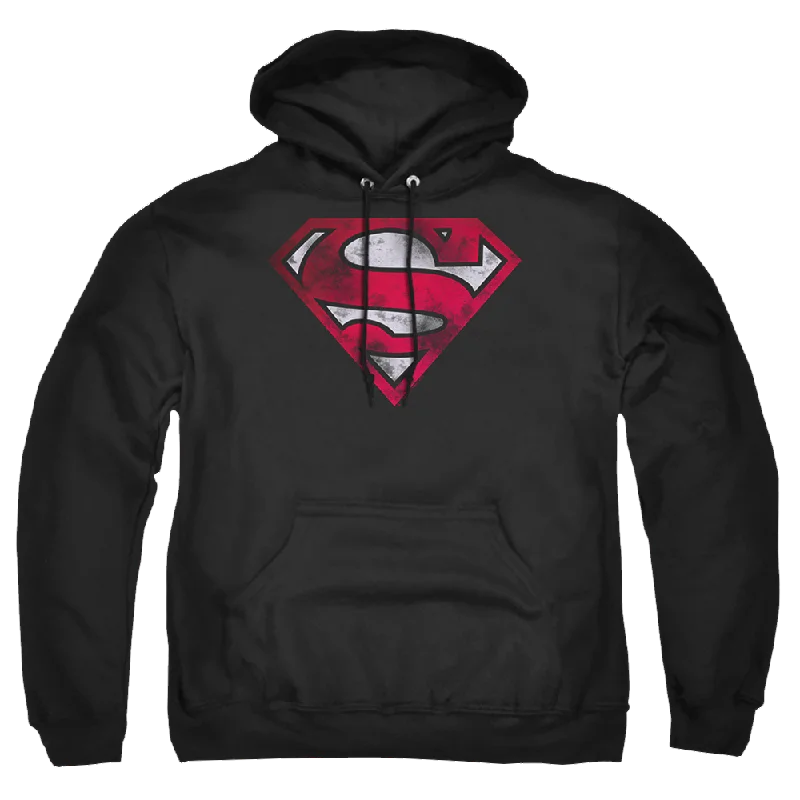Superman War Torn Shield - Pullover Hoodie Surplice Neck Pullover