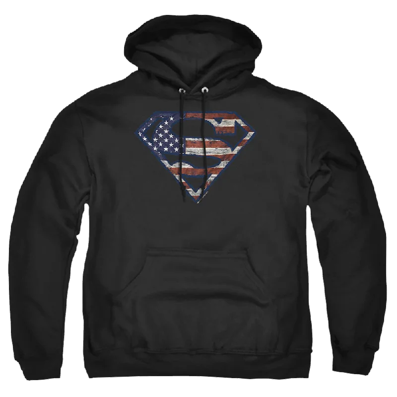Superman Wartorn Flag - Pullover Hoodie Chenille Soft Sweater
