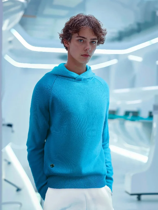 The Hoodie 2.0 - Turquoise Blue Hoodie with Frayed Bohemian Relaxed