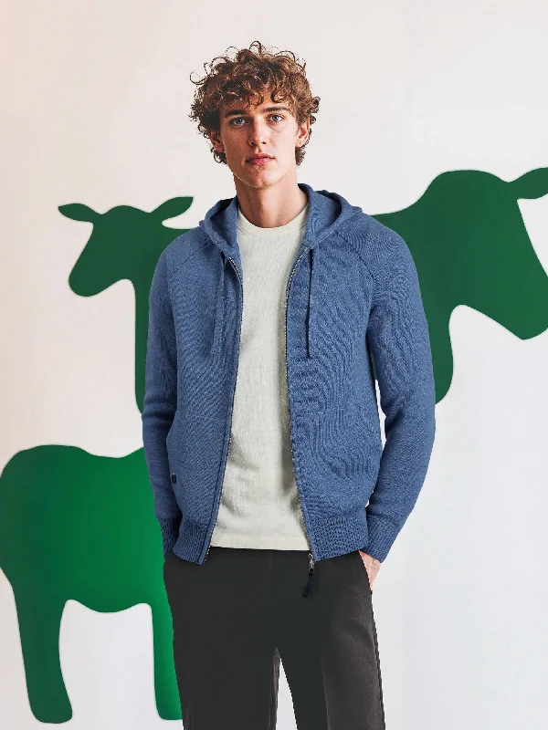 The Zip Hoodie 2.0 - Baltic Blue Hoodie with Lining Warm Insulated