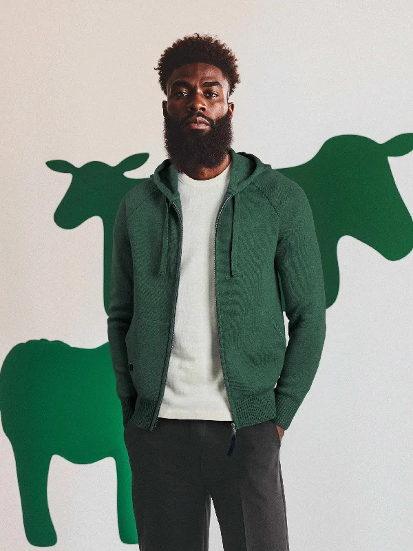 The Zip Hoodie 2.0 - Emerald Green Hoodie with Pastel Soft Subtle
