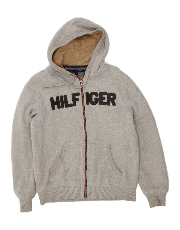 TOMMY HILFIGER Mens Graphic Zip Hoodie Sweater Medium Grey Cotton Houndstooth Herringbone Solid TOMMY HILFIGER Mens Graphic Zip Hoodie Sweater Medium Grey Cotton Houndstooth Herringbone Solid