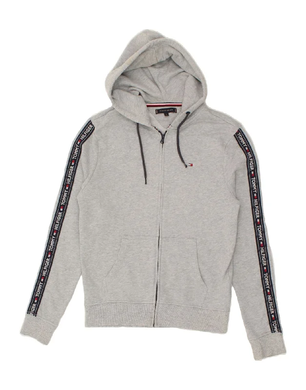 TOMMY HILFIGER Mens Graphic Zip Hoodie Sweater Medium Grey Cotton Beaded Sweater Sequined Faux Fur TOMMY HILFIGER Mens Graphic Zip Hoodie Sweater Medium Grey Cotton Beaded Sweater Sequined Faux Fur