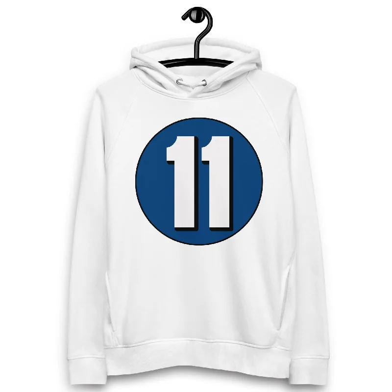 Unisex pullover hoodie: White on Navy Blue 11 Alpaca Blend Soft