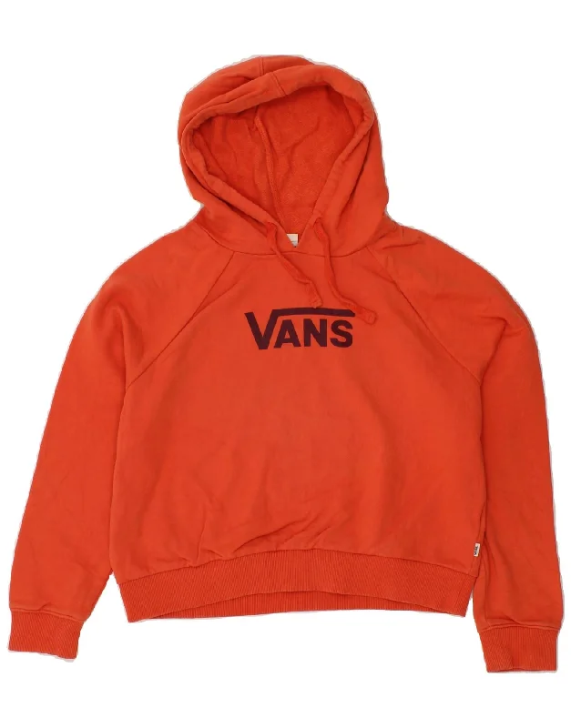 VANS Womens Graphic Hoodie Jumper UK 12 Medium Orange Hoodie with Toggle Buttons Decorative Unique