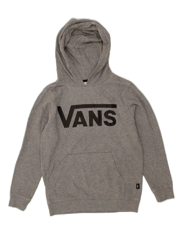 VANS Womens Graphic Hoodie Jumper UK 8 Small Grey Hoodie with Double Zipper Versatile Adjustable