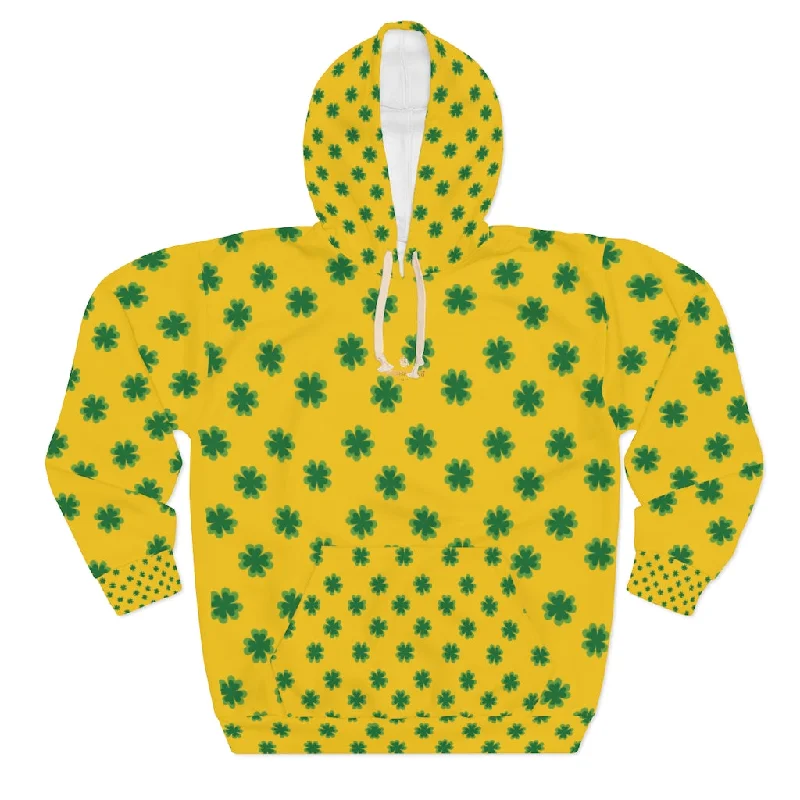 Yellow Green Clover Unisex Hoodies, Yellow Green Clover St. Patrick's Day Unisex Pullover Hoodie For Men/Women- Made in USA Hoodie with Tie-Dye Psychedelic Retro Yellow Green Clover Unisex Hoodies, Yellow Green Clover St. Patrick's Day Unisex Pullover Hoodie For Men/Women- Made in USA Hoodie with Tie-Dye Psychedelic Retro