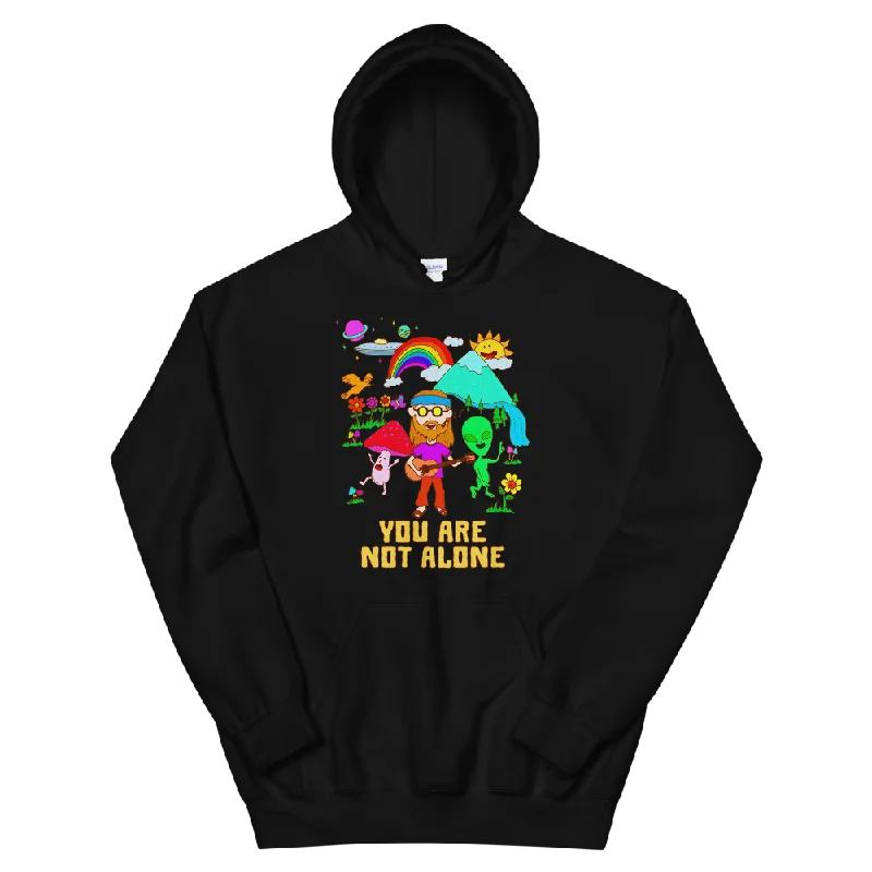 You Are Not Alone Graphic Hoodie Hoodie with Raw Hem Edgy Unfinished