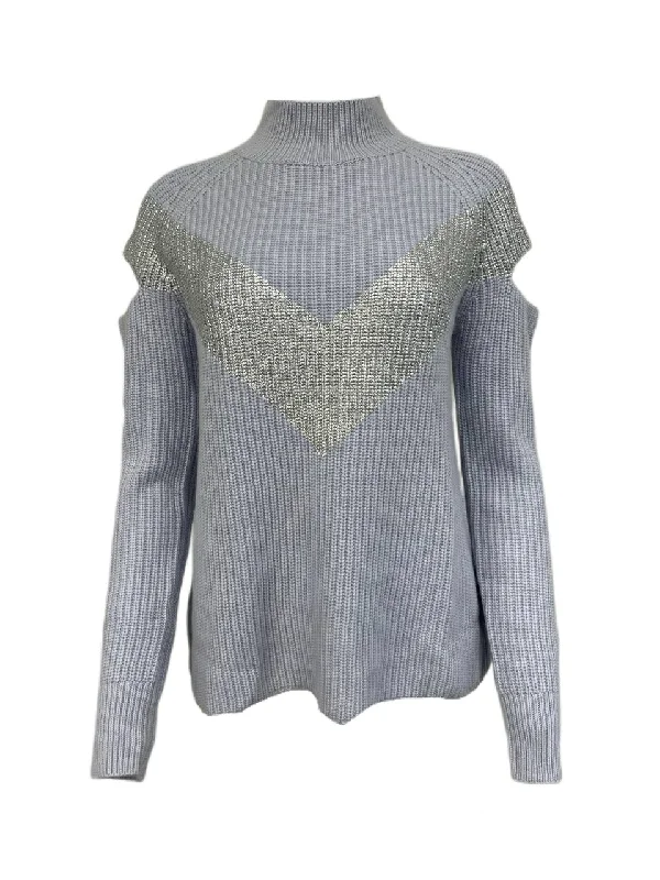ZOE JORDAN Women's Blue Graham Cashmere Wool Sweater Size S/M NWT Sequined Glittery Shiny ZOE JORDAN Women's Blue Graham Cashmere Wool Sweater Size S/M NWT Sequined Glittery Shiny