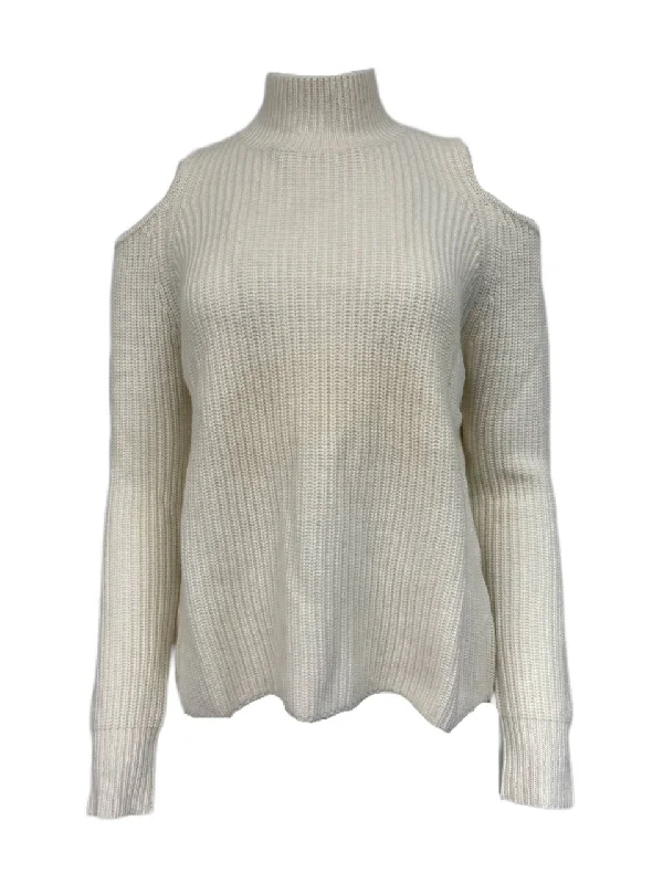 ZOE JORDAN Women's White Cashmere Wool Cutout Sleeve Sweater Size M/L NWOT Embroidered Appliqued Beaded ZOE JORDAN Women's White Cashmere Wool Cutout Sleeve Sweater Size M/L NWOT Embroidered Appliqued Beaded