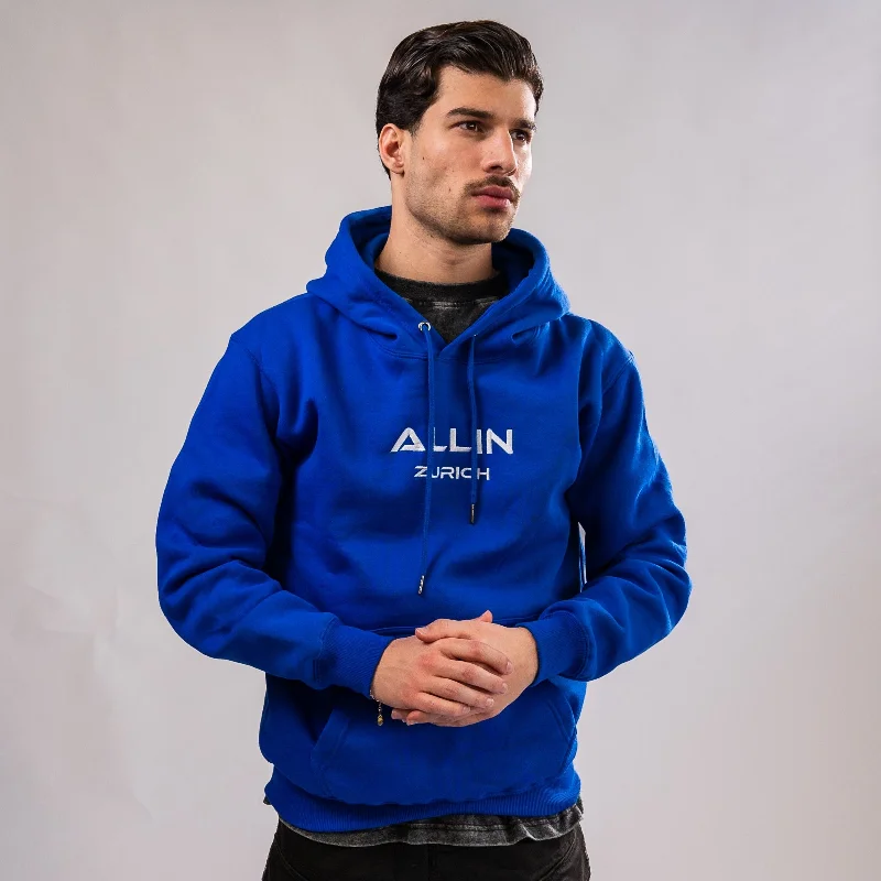 Zurich Limited Hoodie Blue Hoodie with Button Placket Classic Preppy