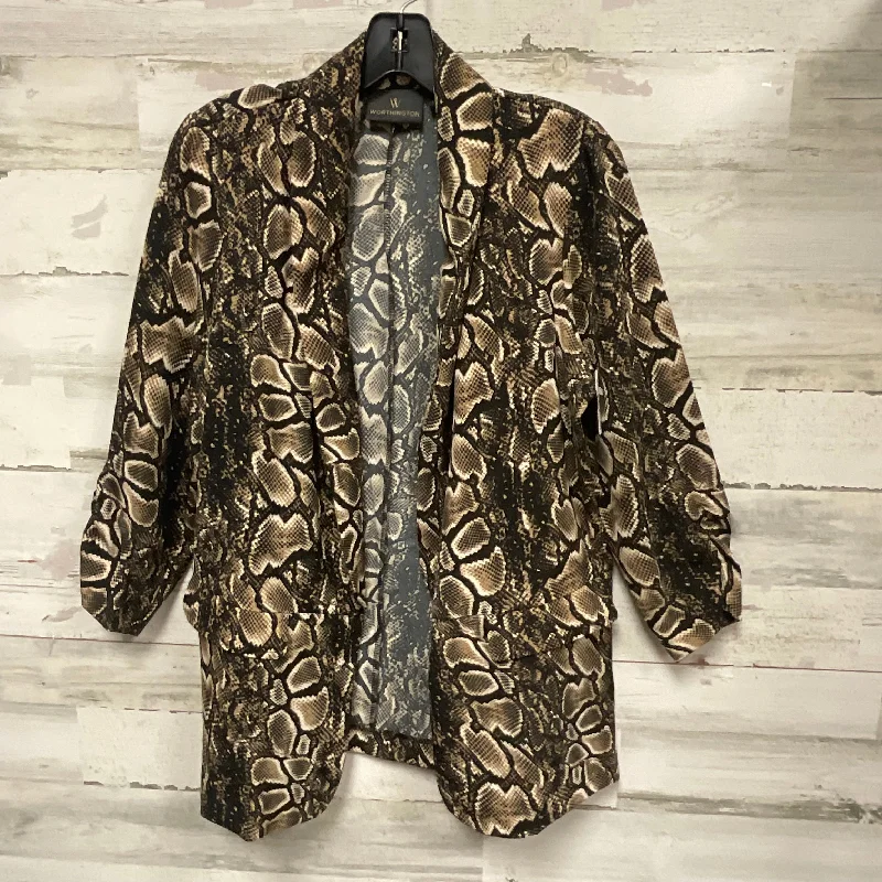Blazer By Worthington In Animal Print, Size: M Women's Navy Jacket
