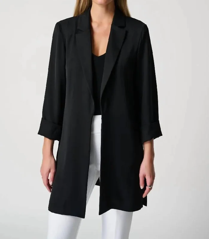 Classic Long Blazer In Black Slim Fit Blazer