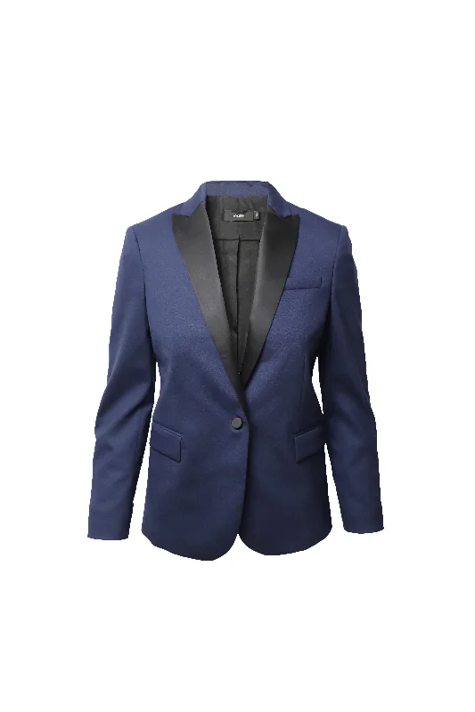 Joseph Single-Breasted Blazer in Navy Blue Wool Women's Luxurious Suit