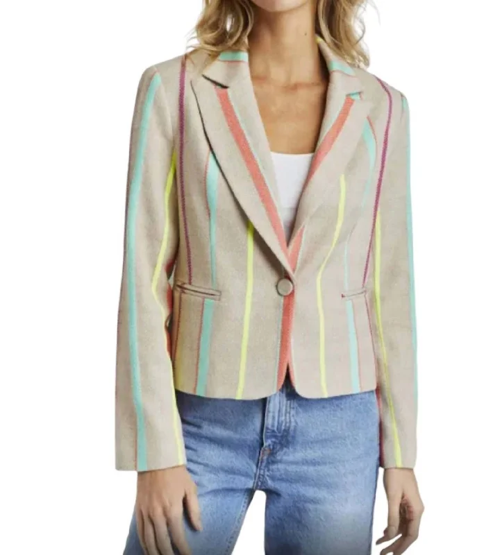 Milo Stripe Blazer In Sand Women's Simple Blazer