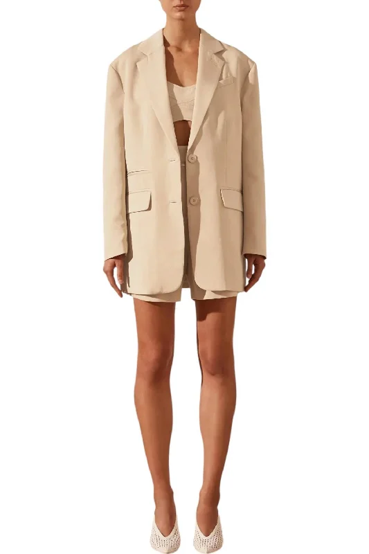 Oversized Blazer In Sand Women's Luxurious Suit