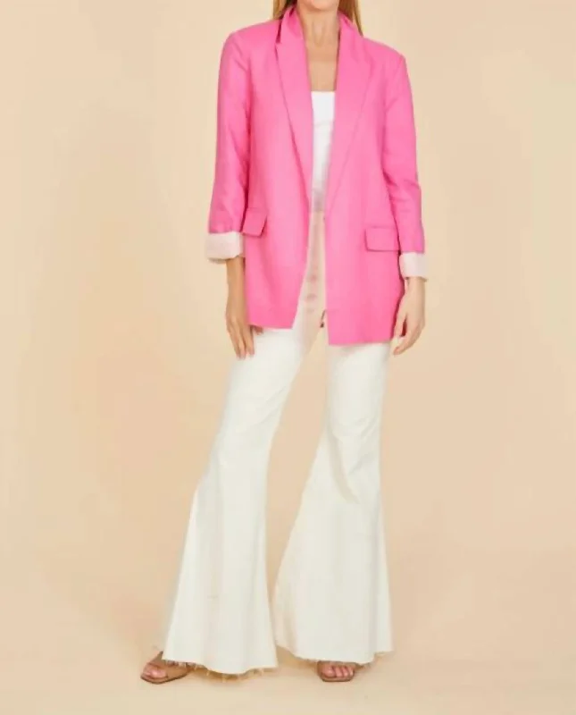 Oversized Linen Blazer In Pink Women's Classic Blazer