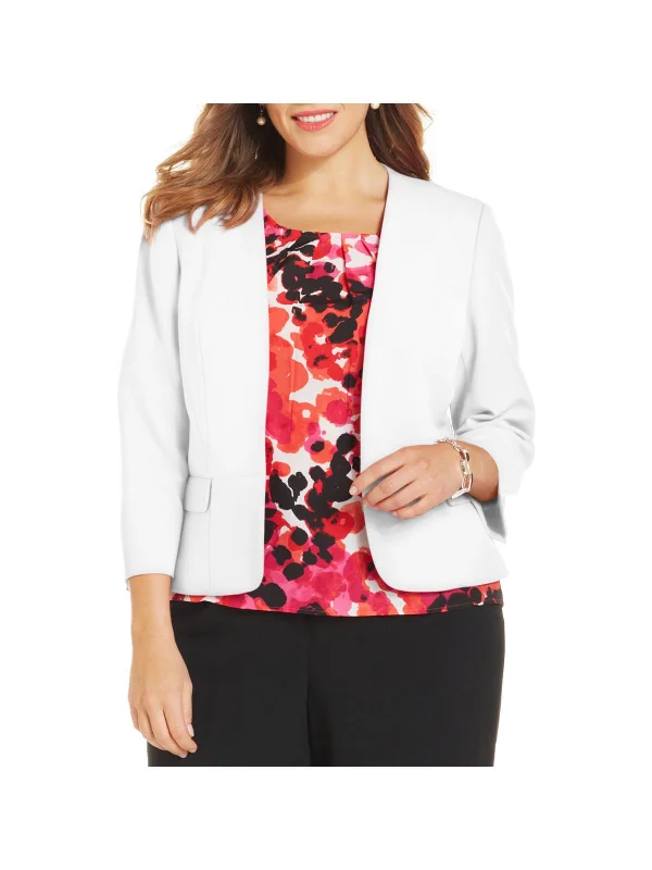 Plus Womens Collarless Suit Separate Open-Front Blazer Women's Short Blazer