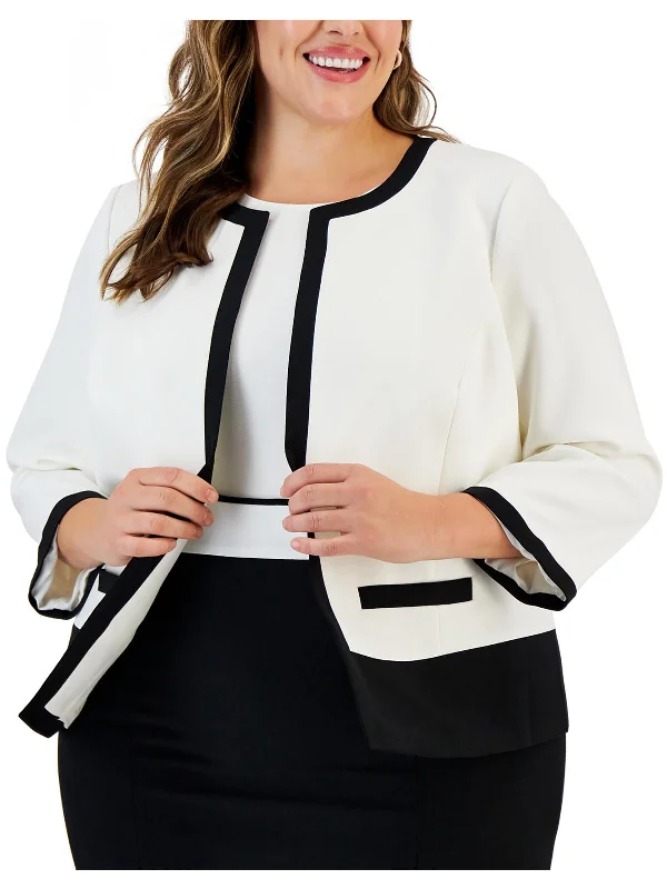 Plus Womens Two Tone Workwear Open-Front Blazer Women's Custom Jacket