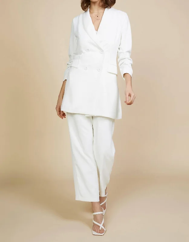 Tailored Double Breasted Blazer In White Women's Vintage Suit