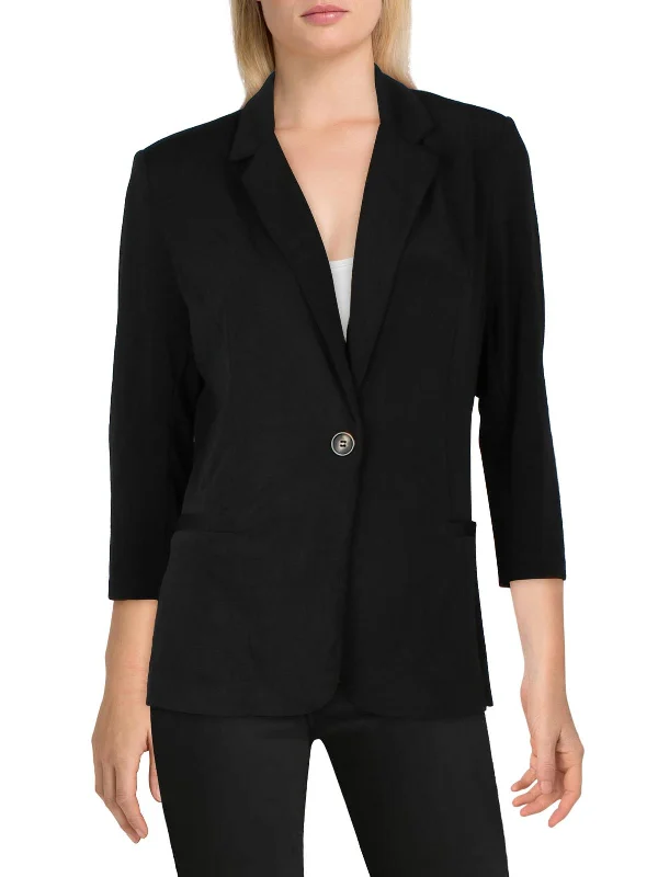 Womens Collared Knit One-Button Blazer Women's Business Blazer