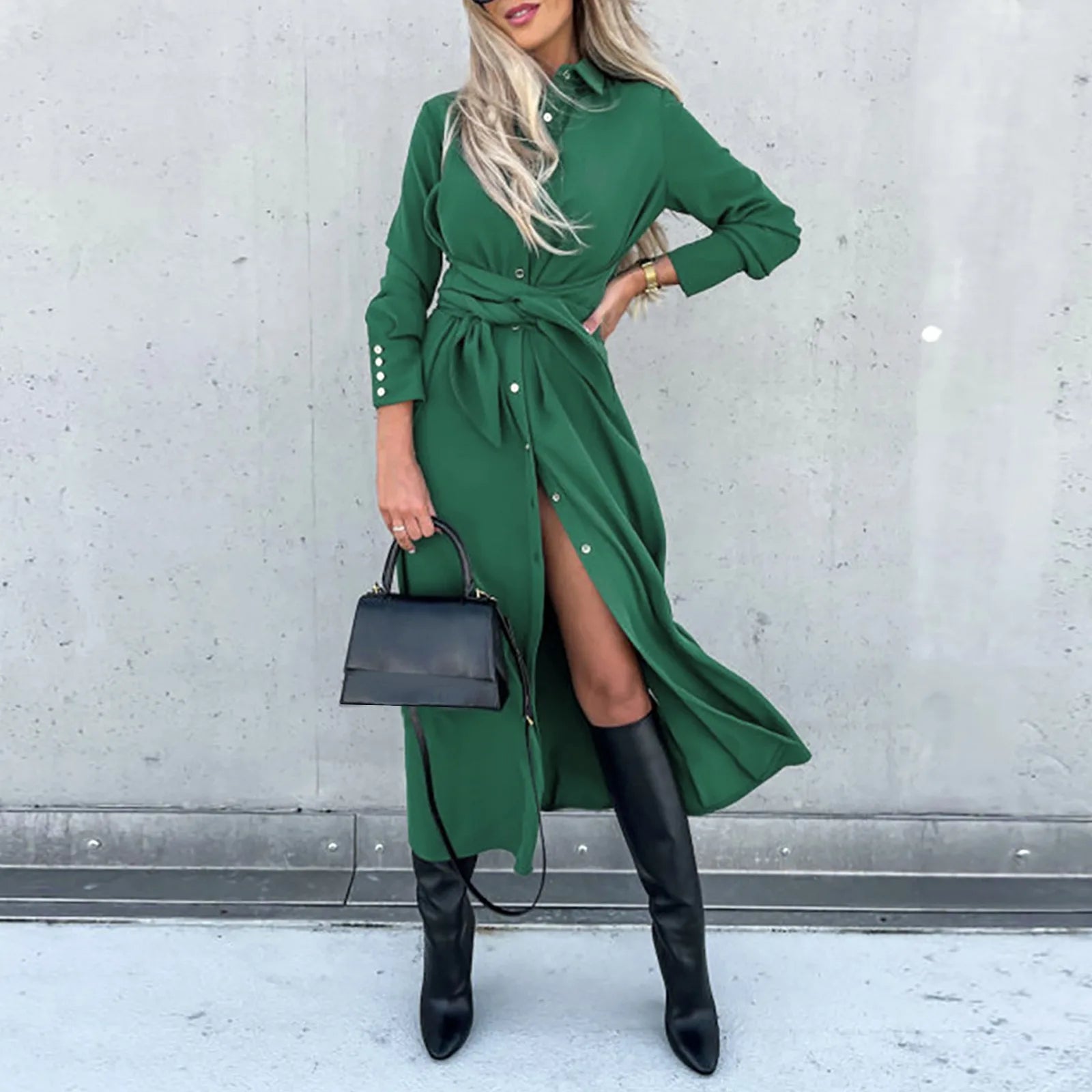 JuliaFashion - 2024 New Autumn Casual Fashion Lace Up Long Shirt Solid Button Cardigan Elegant Office Lady Maxi Dress Asymmetrical,ymmetric Pencil Cardigan JuliaFashion - 2024 New Autumn Casual Fashion Lace Up Long Shirt Solid Button Cardigan Elegant Office Lady Maxi Dress Asymmetrical,ymmetric Pencil Cardigan