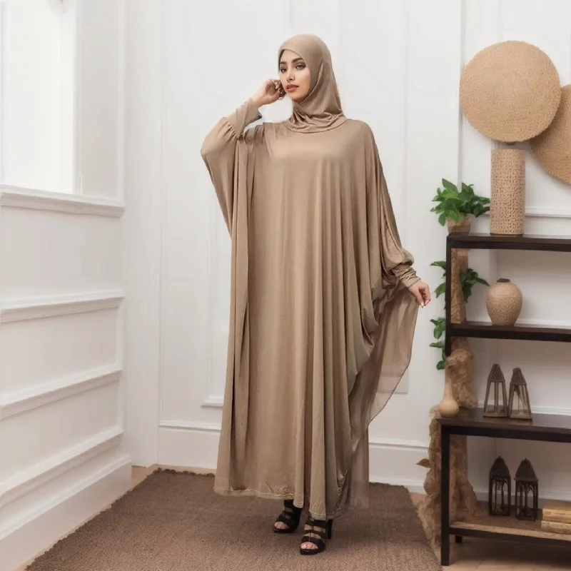 JuliaFashion - Women Solid Color Headgear Bat Cardigan Robes Ramadan Muslim Muslim Clothes Long Sleeve Cardigan Maxi Dress Patchwork Embroidered Appliqued JuliaFashion - Women Solid Color Headgear Bat Cardigan Robes Ramadan Muslim Muslim Clothes Long Sleeve Cardigan Maxi Dress Patchwork Embroidered Appliqued
