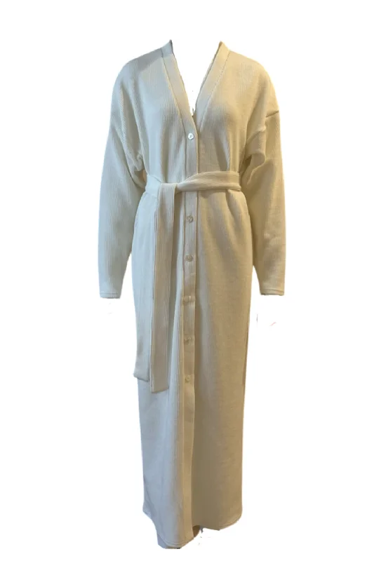 V neck long knit cardigan / Ivory Lightweight Heavyweight Midweight