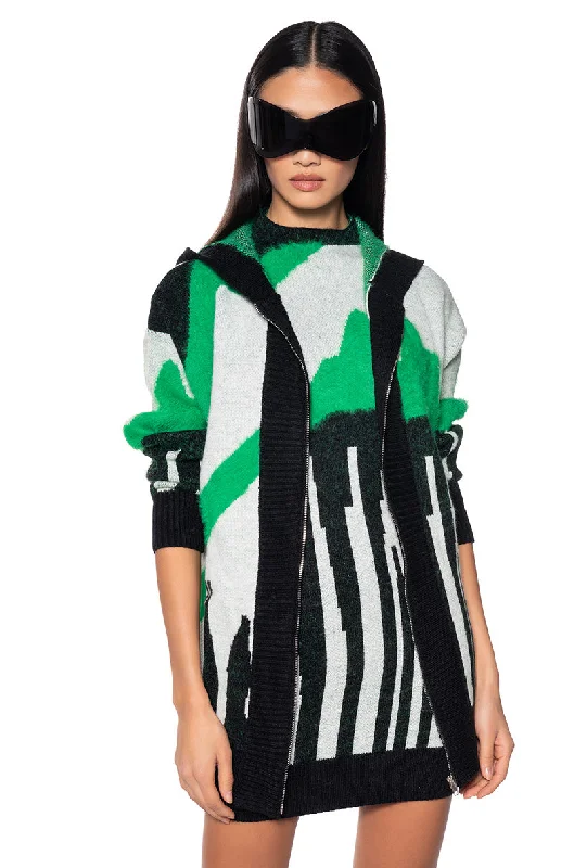 ABSTRACT OVERSIZED CARDIGAN Knit Fabric Woven Fabric Fleece Fabric