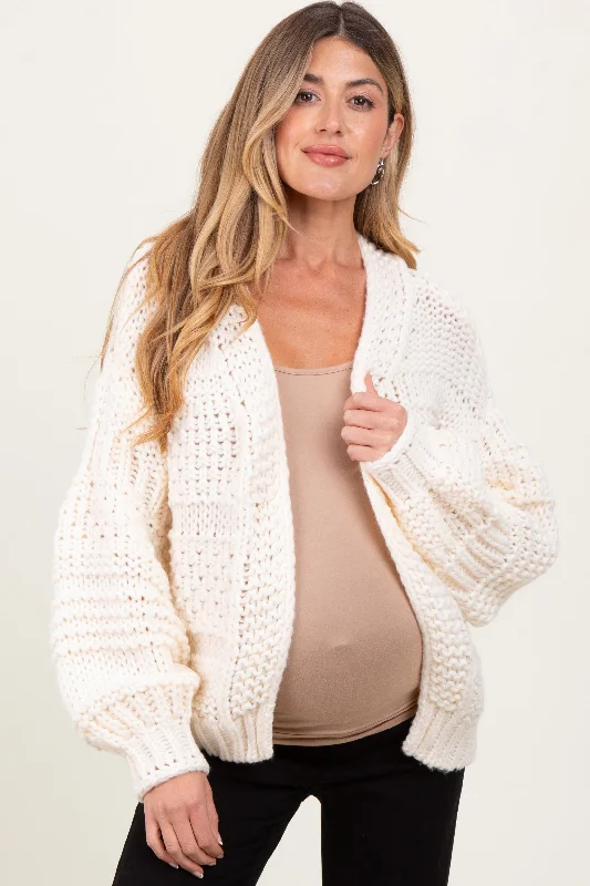 Cream Oversized Chunky Knit Maternity Cardigan Fleece Fabric Down Fabric Feather Fabric Cream Oversized Chunky Knit Maternity Cardigan Fleece Fabric Down Fabric Feather Fabric