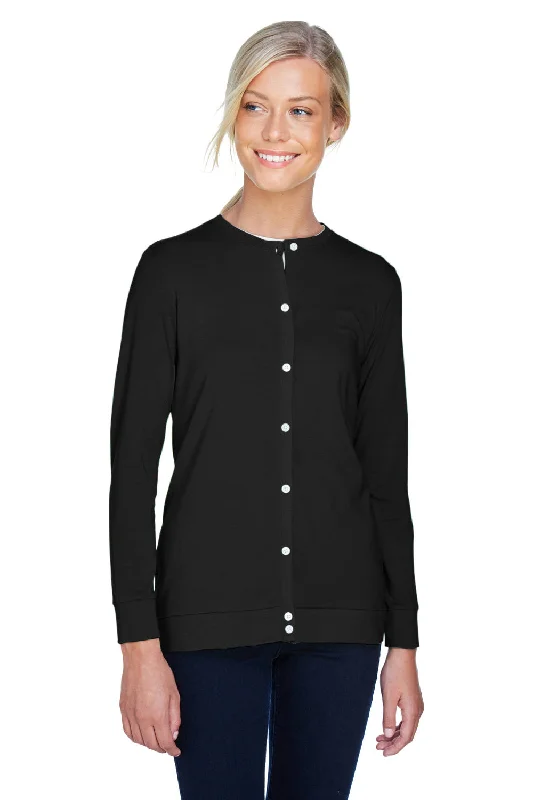Devon & Jones Womens Perfect Fit Ribbon Cardigan Sweater - Black Iron Safe Non-Iron Wrinkle Free Devon & Jones Womens Perfect Fit Ribbon Cardigan Sweater - Black Iron Safe Non-Iron Wrinkle Free