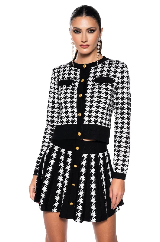 DUTCHESS HOUNDSTOOTH CARDIGAN Machine Wash Dry Clean Hand Wash
